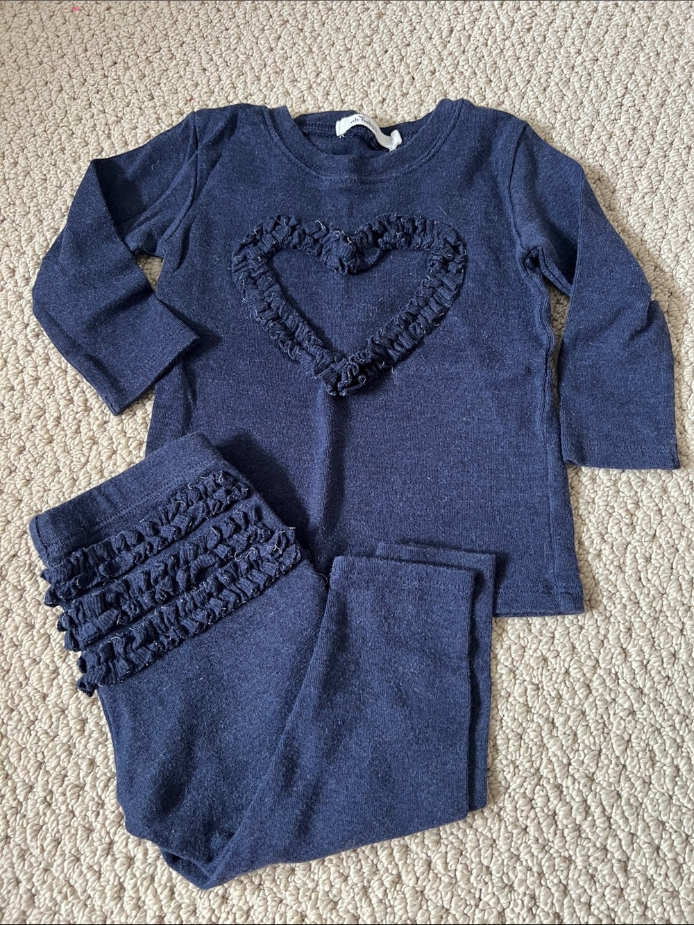 Oh Baby! Navy Ruffled Heart Kids Set